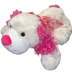 Homerbest Plush Dog Stuffed Animal Heart Ribbon Puppy Nursery Shower Pink 15"